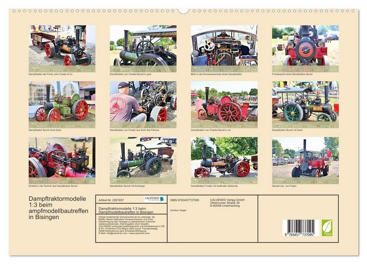 Produktbild: Dampftraktormodelle 1:3 beim Dampfmodellbautreffen in Bisingen (hochwertiger Premium Wandkalender 2026 DIN A2 quer), Kunstdruck in Hochglanz