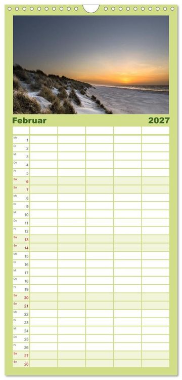 Produktbild: Familienplaner 2027 - Ameland Wundersch&ouml;ne Insel mit 5 Spalten (Wandkalender, 21 x 45 cm) CALVENDO