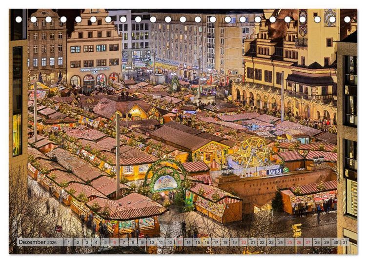 Produktbild: Leipzig - Fotografiert bei Nacht von Michael Allmaier (Tischkalender 2026 DIN A5 quer), CALVENDO Monatskalender