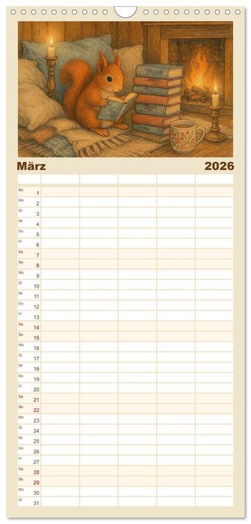 Produktbild: Familienplaner 2026 - Zuhause bei den Kleinen. Ein Jahr voller tierischer R&uuml;ckzugsorte. mit 5 Spalten (Wandkalender, 21 x 45 cm) CALVENDO