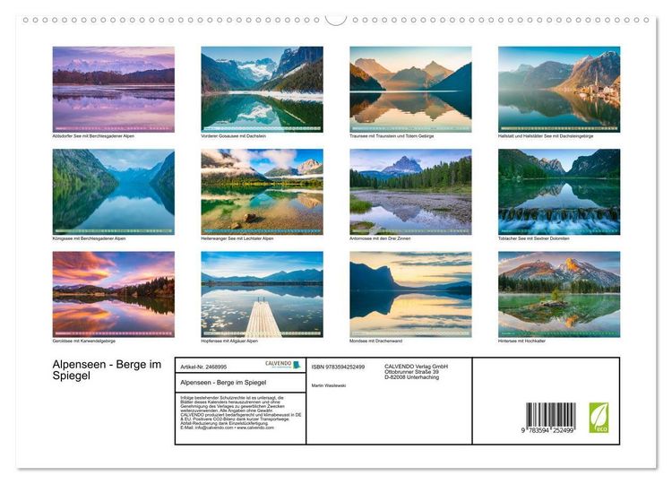 Produktbild: Alpenseen - Berge im Spiegel (hochwertiger Premium Wandkalender 2027 DIN A2 quer), Kunstdruck in Hochglanz