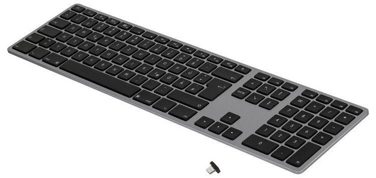 Produktbild: Matias FK418DCB-DE Wireless USB-C&reg; Aluminum Keyboard for Mac Kabellos Tastatur Deutsch, QWERTZ, Mac Space Grau
