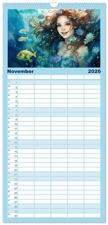Produktbild: Familienplaner 2026 - Liebliche Meerjungfrauen mit 5 Spalten (Wandkalender, 21 x 45 cm) CALVENDO