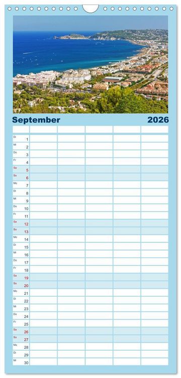 Produktbild: Familienplaner 2026 - Costa Blanca. Schroffe Felsen und schillerndes Mittelmeer mit 5 Spalten (Wandkalender, 21 x 45 cm) CALVENDO