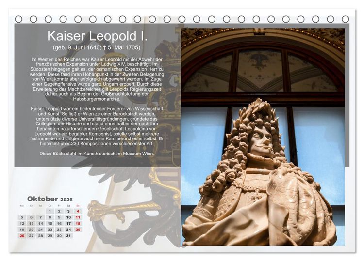 Produktbild: Auf den Spuren der Habsburger (Tischkalender 2026 DIN A5 quer), CALVENDO Monatskalender