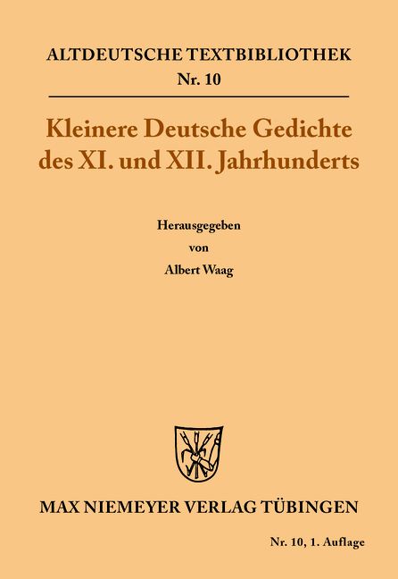 Produktbild: Kleinere Deutsche Gedichte des XI. und XII. Jahrhunderts