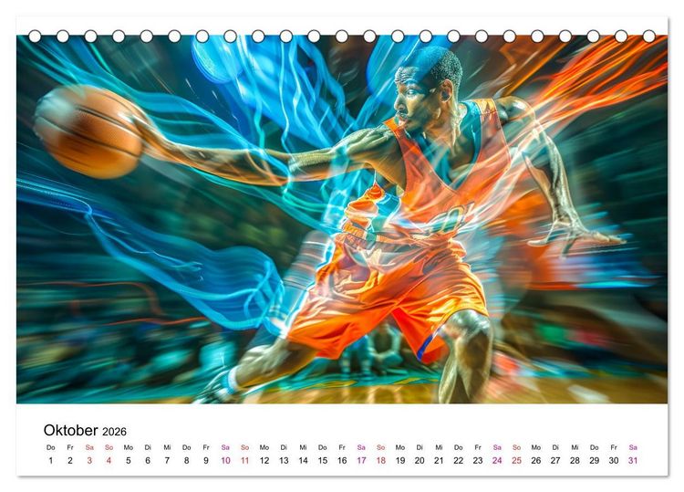 Produktbild: Basketball Erlebnisse (Tischkalender 2026 DIN A5 quer), CALVENDO Monatskalender