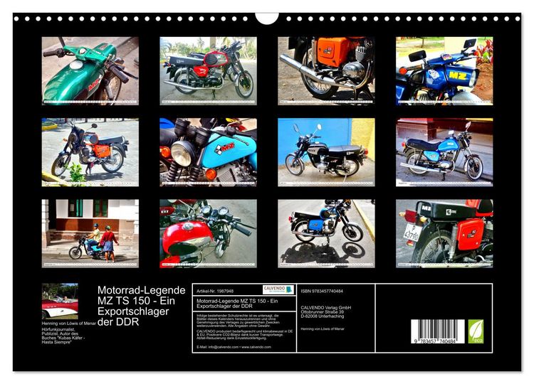 Produktbild: Motorrad-Legende MZ TS 150 - Ein Exportschlager der DDR (Wandkalender 2026 DIN A3 quer), CALVENDO Monatskalender