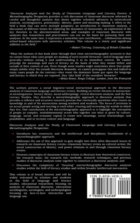 Produktbild: Discourse Analysis and the Study of Classroom Language and Literacy Events