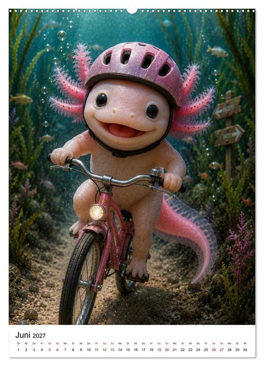 Produktbild: Axolotl durchs ganze Jahr (hochwertiger Premium Wandkalender 2027 DIN A2 hoch), Kunstdruck in Hochglanz
