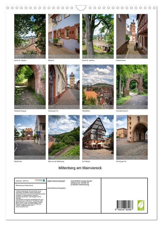 Produktbild: Miltenberg am Mainviereck (Wandkalender 2026 DIN A3 hoch), CALVENDO Monatskalender