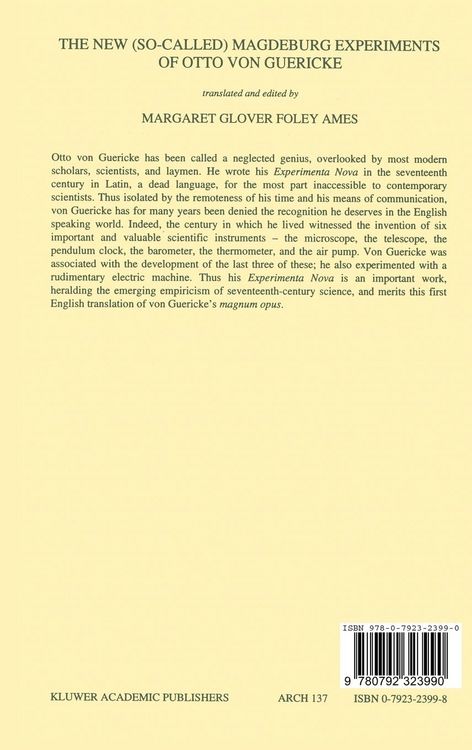 Produktbild: The New (So-Called) Magdeburg Experiments of Otto Von Guericke