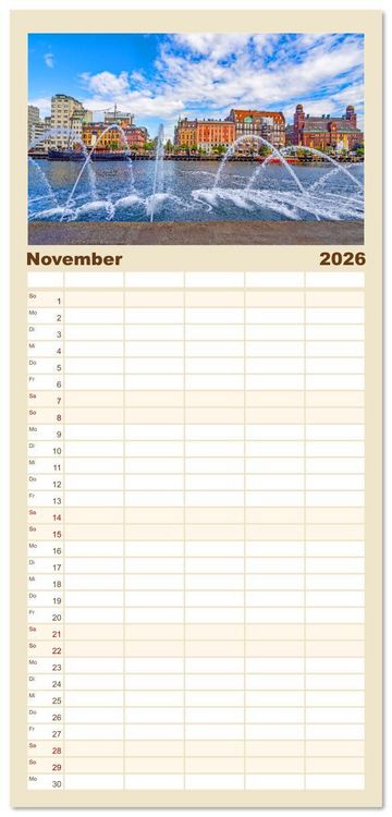 Produktbild: Familienplaner 2026 - Malm&ouml; in Schweden mit 5 Spalten (Wandkalender, 21 x 45 cm) CALVENDO