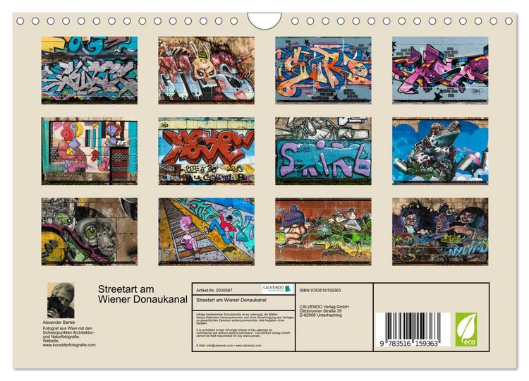 Produktbild: Streetart am Wiener Donaukanal (Wandkalender 2026 DIN A4 quer), CALVENDO Monatskalender