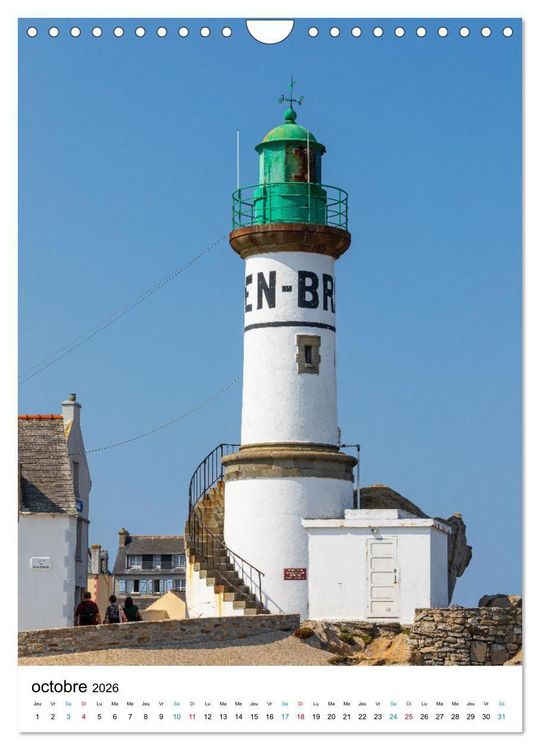Produktbild: Phares Bretons Gardiens de la c&ocirc;te bretonne (Calendrier mural 2026 DIN A4 horizontal), CALVENDO calendrier mensuel