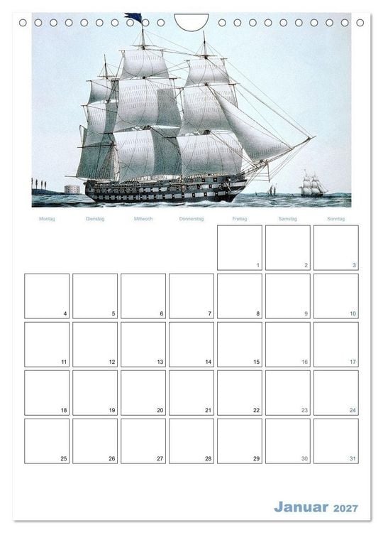 Produktbild: Segelschiffe - mit Planerfunktion (Wandkalender 2027 DIN A4 hoch), CALVENDO Monatskalender