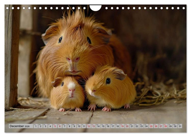 Produktbild: Guinea Pigs with Happy Squeal (Wall Calendar 2026 DIN A4 landscape), CALVENDO 12 Month Wall Calendar