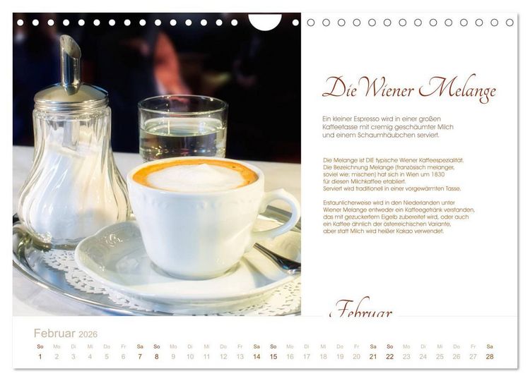 Produktbild: Wiener Kaffeerezepte (Wandkalender 2026 DIN A4 quer), CALVENDO Monatskalender