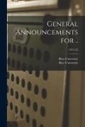Produktbild: General Announcements for ..; 1921/22