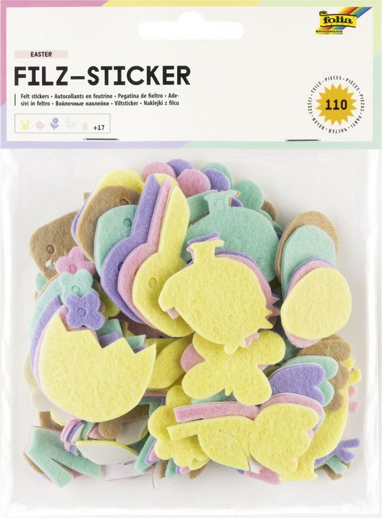 Produktbild: Folia Filz-Sticker OSTERN 140 Teile, farbig sortiert