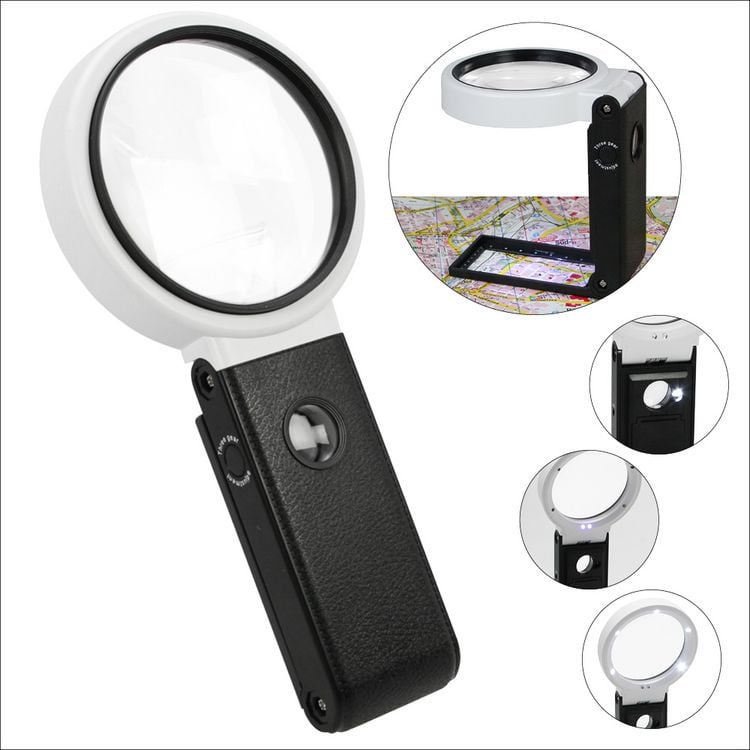 Produktbild: Multifunktionslupe mit USB-Anschlu&szlig;, 6 LED, 2 x UV-Lampe, auch aufstellbar