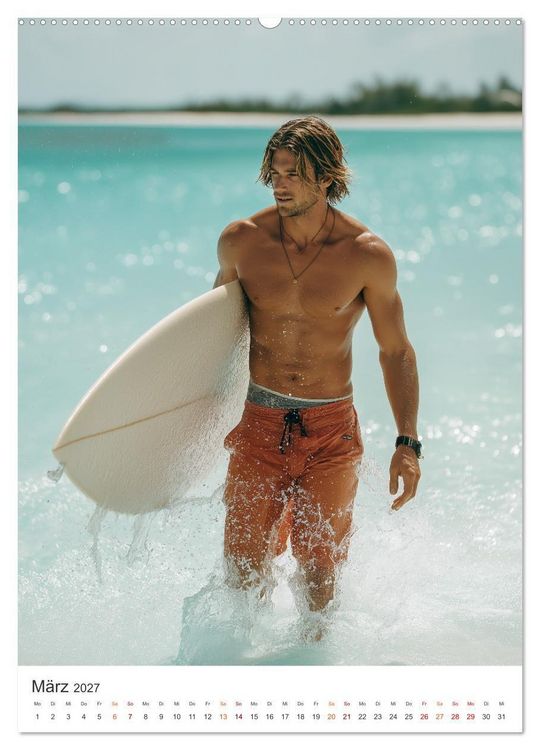 Produktbild: Karibik Surfer (Wandkalender 2027 DIN A2 hoch), CALVENDO Monatskalender
