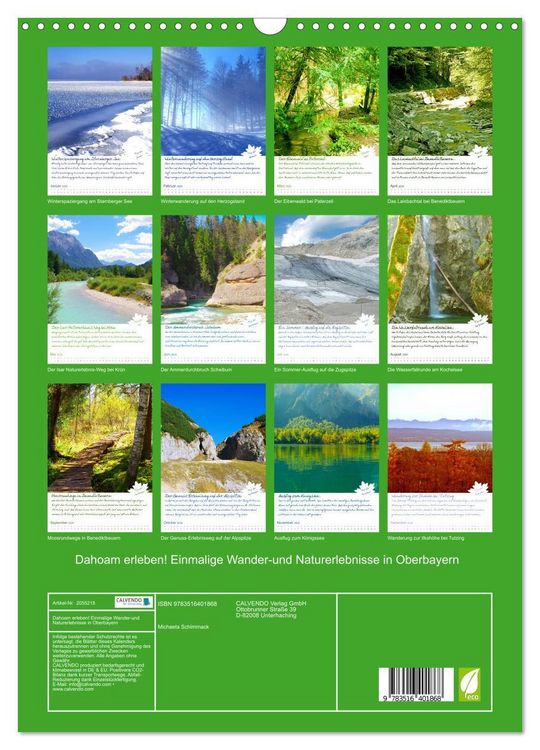 Produktbild: Dahoam erleben! Einmalige Wander-und Naturerlebnisse in Oberbayern (Wandkalender 2026 DIN A3 hoch), CALVENDO Monatskalender