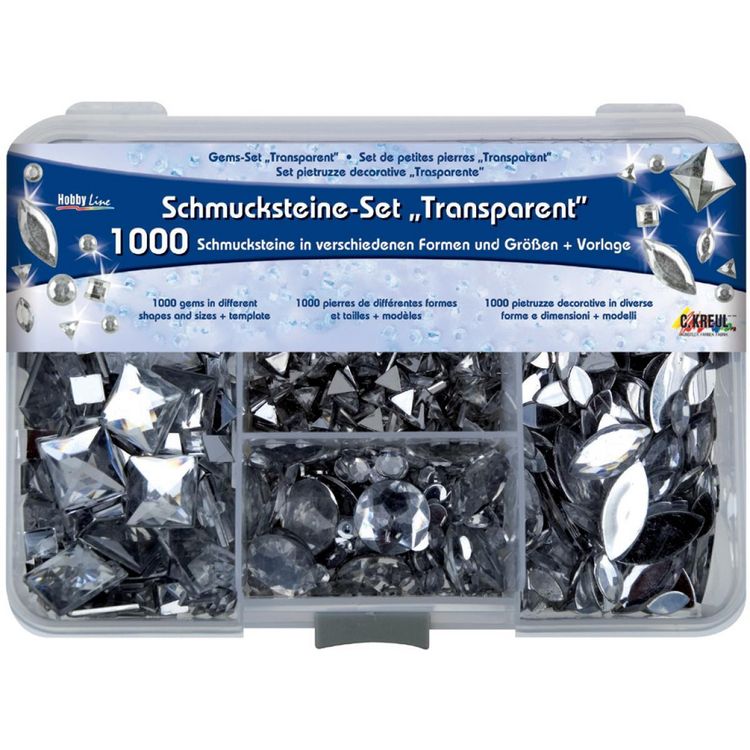 Produktbild: KREUL Schmucksteine Set transparent 1000 St&uuml;ck Box