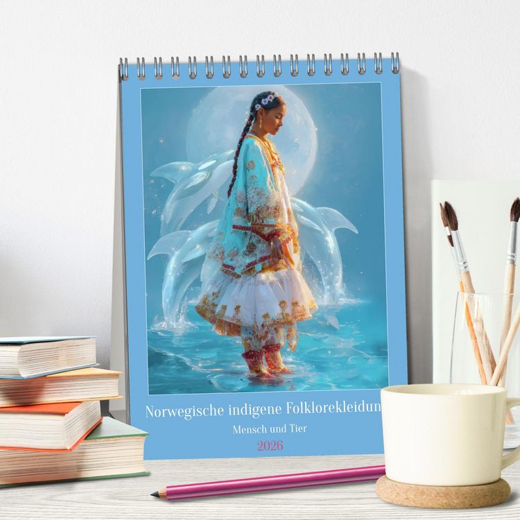 Produktbild: Norwegische indigene Folklorekleidung - Mensch und Tier (Tischkalender 2026 DIN A5 hoch), CALVENDO Monatskalender