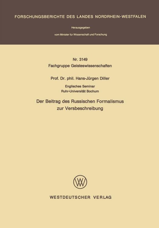 Produktbild: Der Beitrag des Russischen Formalismus zur Versbeschreibung