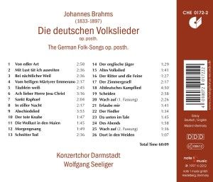 Produktbild: Brahms: Die deutschen Volkslieder op. posth.