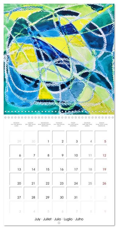 Produktbild: Emerald Waves - Watercolour experiments in green and blue (Wall Calendar 2026 12 &times; 12 Inch) CALVENDO 12 Month Wall Calendar