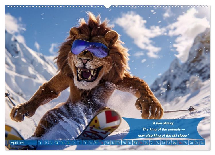 Produktbild: Funny charming animals as skiers (Wall Calendar 2026 DIN A2 landscape), CALVENDO 12 Month Wall Calendar