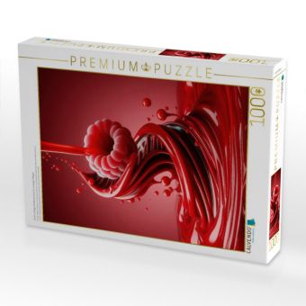 Produktbild: CALVENDO Puzzle Eine fruchtige Himbeere tanzt im cremigen Reigen | 1000 Teile Lege-Gr&ouml;&szlig;e 64x48cm Foto-Puzzle f&uuml;r gl&uuml;ckliche Stunden