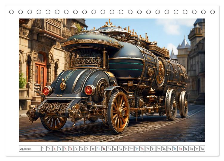 Produktbild: Steampunk Vehicles (Tischkalender 2026 DIN A5 quer), CALVENDO Monatskalender