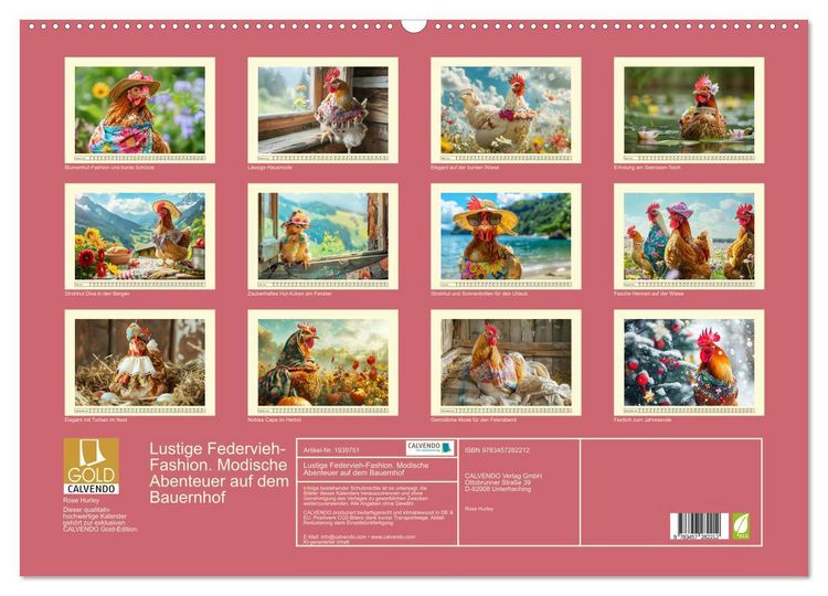 Produktbild: Lustige Federvieh-Fashion. Modische Abenteuer auf dem Bauernhof (Wandkalender 2026 DIN A2 quer), CALVENDO Monatskalender