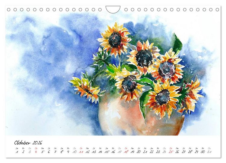 Produktbild: Blumen Bl&uuml;ten Aquarelle (Wandkalender 2026 DIN A4 quer), CALVENDO Monatskalender