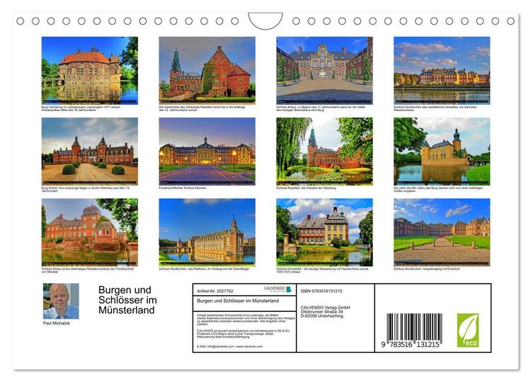 Produktbild: Burgen und Schl&ouml;sser im M&uuml;nsterland (Wandkalender 2026 DIN A4 quer), CALVENDO Monatskalender