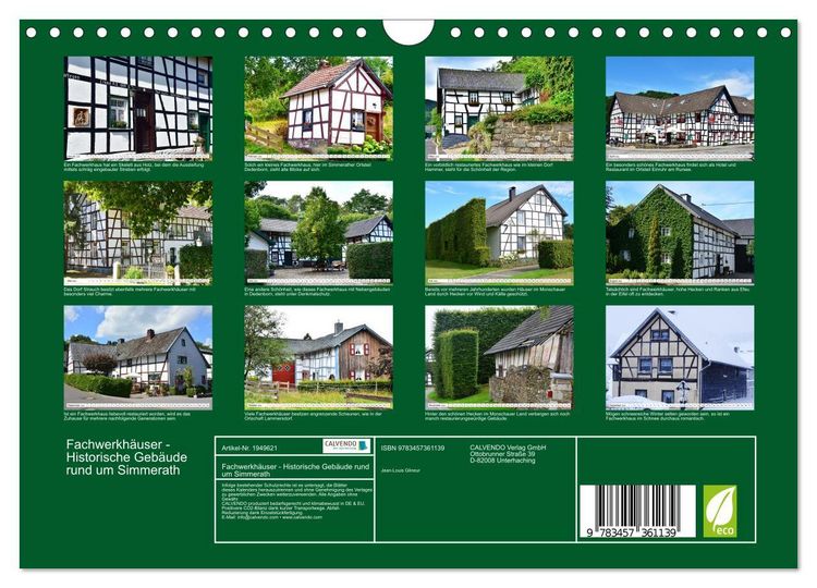 Produktbild: Fachwerkh&auml;user - Historische Geb&auml;ude rund um Simmerath (Wandkalender 2026 DIN A4 quer), CALVENDO Monatskalender
