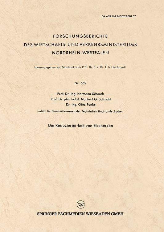 Produktbild: Die Reduzierbarkeit von Eisenerzen