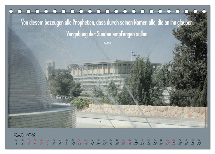 Produktbild: Mit der Bibel in der Hand durch das Heilige Land - Jerusalem (Tischkalender 2026 DIN A5 quer), CALVENDO Monatskalender