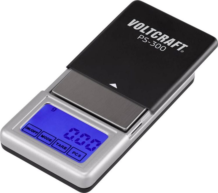 Produktbild: VOLTCRAFT PS-200 Taschenwaage VC-8912595 W&auml;gebereich (max.) 200 g Ablesbarkeit 0.01 g batteriebetrieben Schwarz, Silber