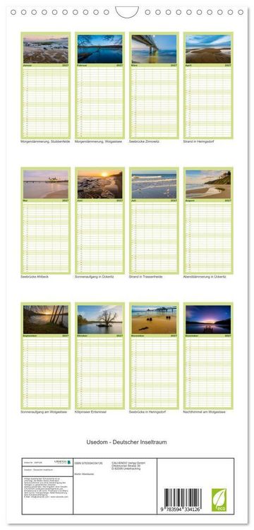 Produktbild: Familienplaner 2027 - Usedom - Deutscher Inseltraum mit 5 Spalten (Wandkalender, 21 x 45 cm) CALVENDO
