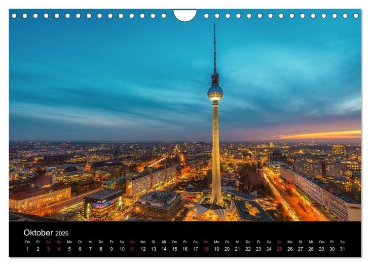 Produktbild: Berlin City bei Nacht (Wandkalender 2026 DIN A4 quer), CALVENDO Monatskalender