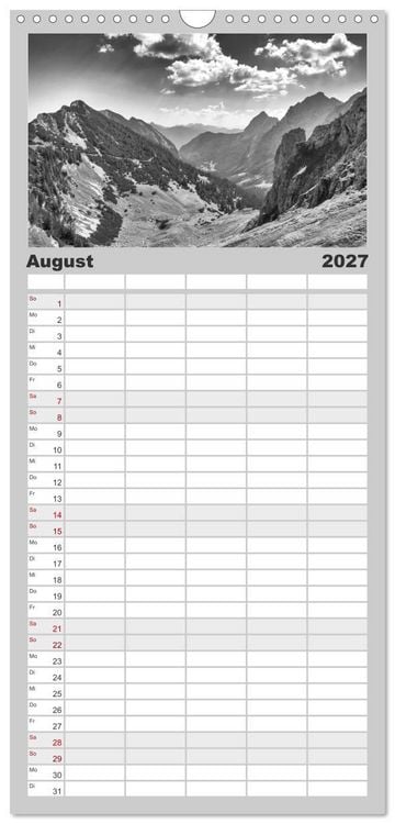 Produktbild: Familienplaner 2027 - Traumhafte Allg&auml;uer Alpen mit 5 Spalten (Wandkalender, 21 x 45 cm) CALVENDO