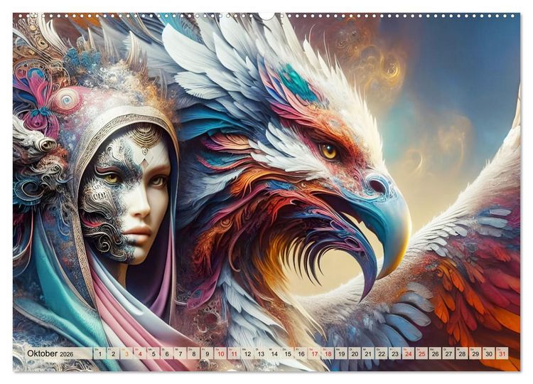 Produktbild: Vogelfrauen Surreale Sch&ouml;nheiten (hochwertiger Premium Wandkalender 2026 DIN A2 quer), Kunstdruck in Hochglanz