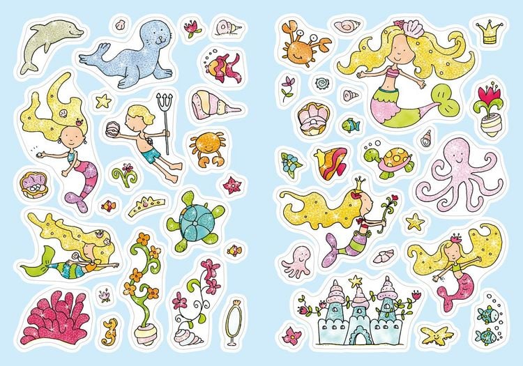 Produktbild: Glitzer-Sticker Malbuch. Meerjungfrauen