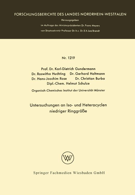 Produktbild: Untersuchungen an Iso- und Heterocyclen niedriger Ringgr&ouml;&szlig;e
