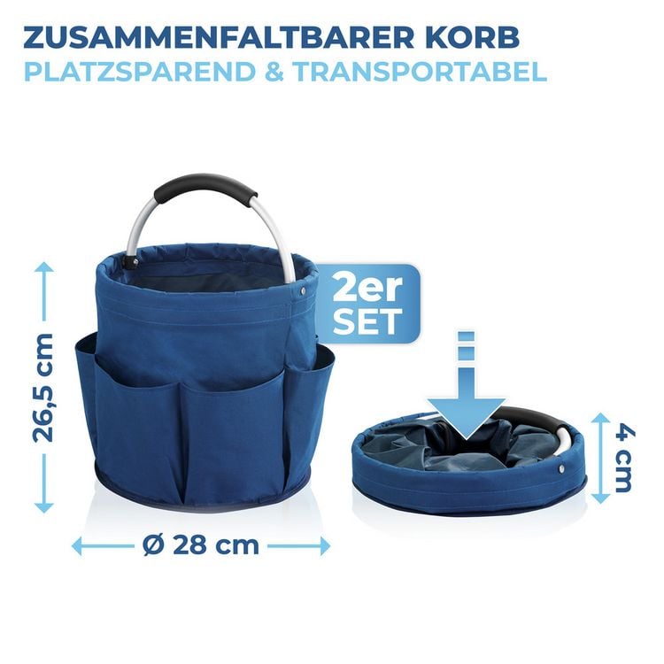 Produktbild: Universal Reinigungs Caddy 16 l, Blau, 2er Set, mit 6 Au&szlig;entaschen f&uuml;r Schw&auml;mme und T&uuml;cher