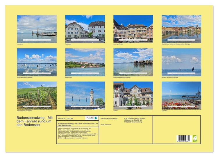 Produktbild: Bodenseeradweg - MIt dem Fahrrad rund um den Bodensee (Wandkalender 2026 DIN A2 quer), CALVENDO Monatskalender